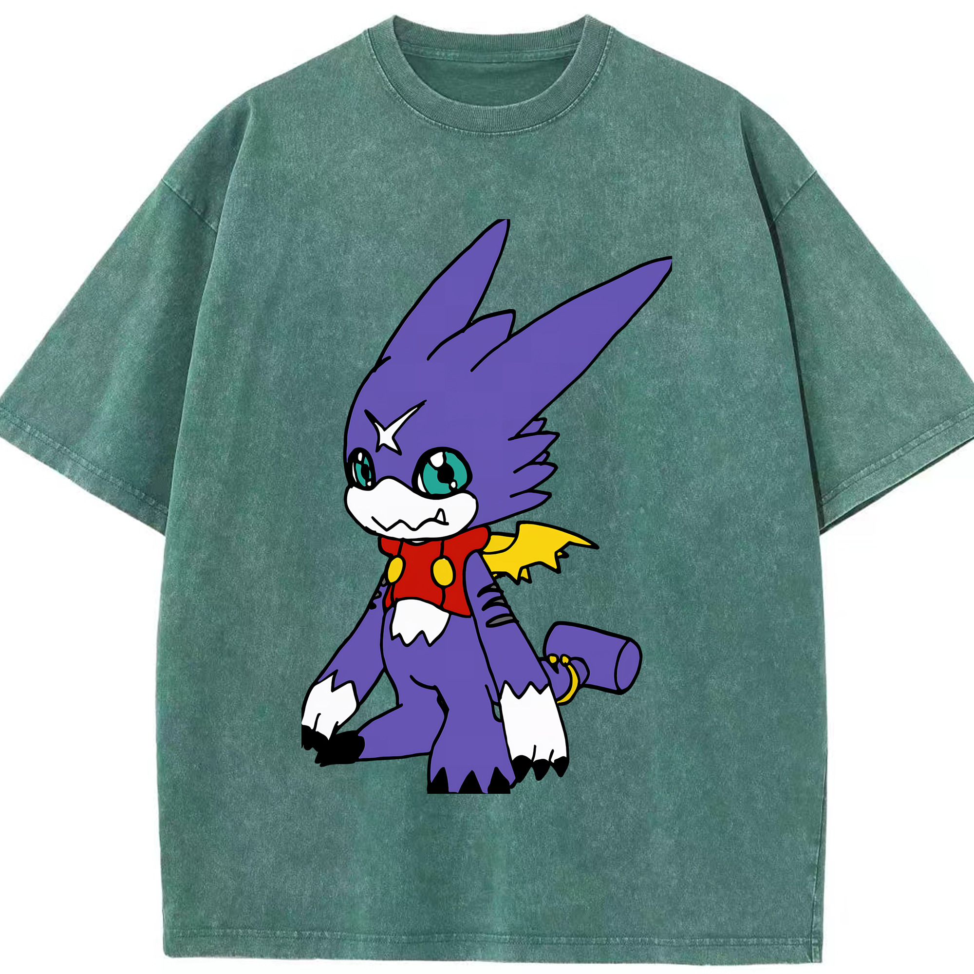 （画像用） Digimon デジタルモンスター/デジモン 綿100% ヴィンテージ風 半袖Tシャツ（フロントプリント）